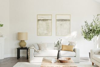 a living room filled with furniture and a fire place
